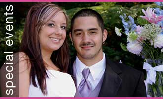 Picture of wedding guests, with their hair styled at Paradise Hair